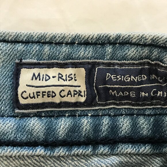 Miss Me Cuffed Capri Jeans Women 28 Blue Low Rise Distressed Embroidered 17200 - Picture 6 of 15